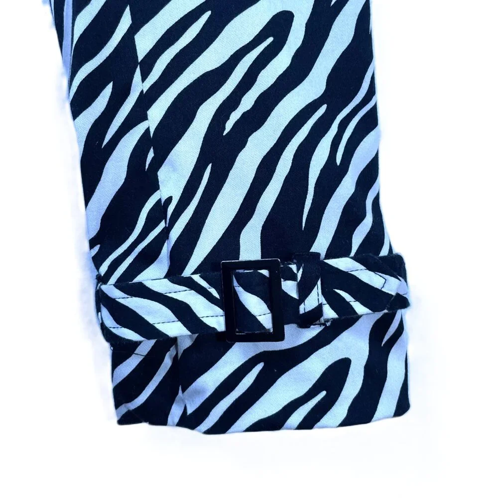 Vertigo Paris Zebra Print Trench Black White Cotton Stretch Size M - Picture 8 of 15